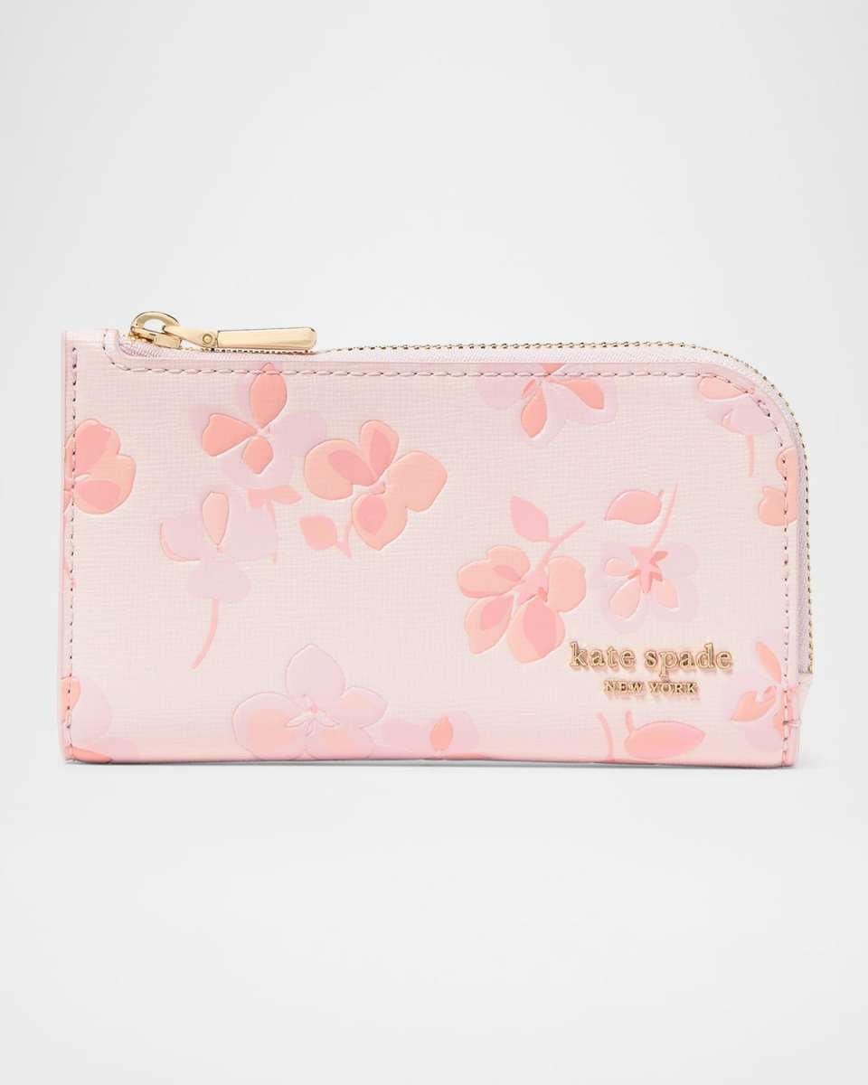 devin small spring pansies leather bifold wallet